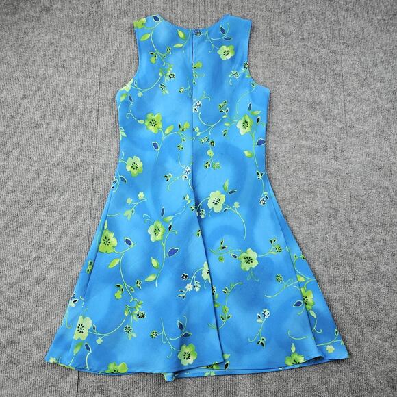 My Michelle Dress Womens 7/8 Blue Floral A-Line Shift Retro Mod 90s Colorful Y2K - Picture 5 of 6